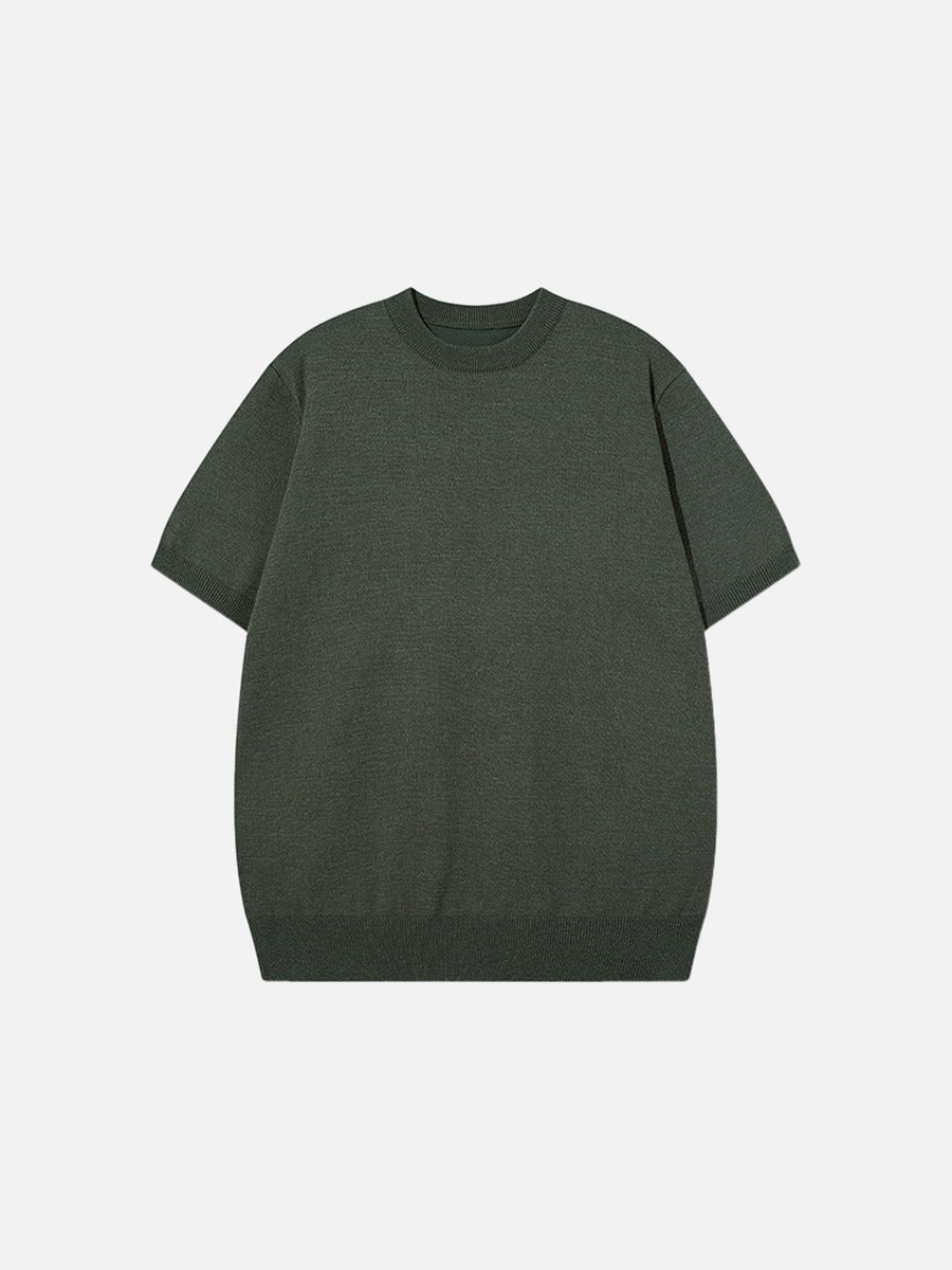 Men's Crew Neck Knit Top Olive Green