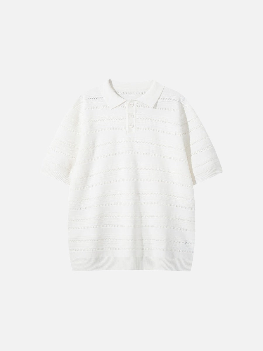 Men's Textured Knit Polo Shirt Relaxed Fit