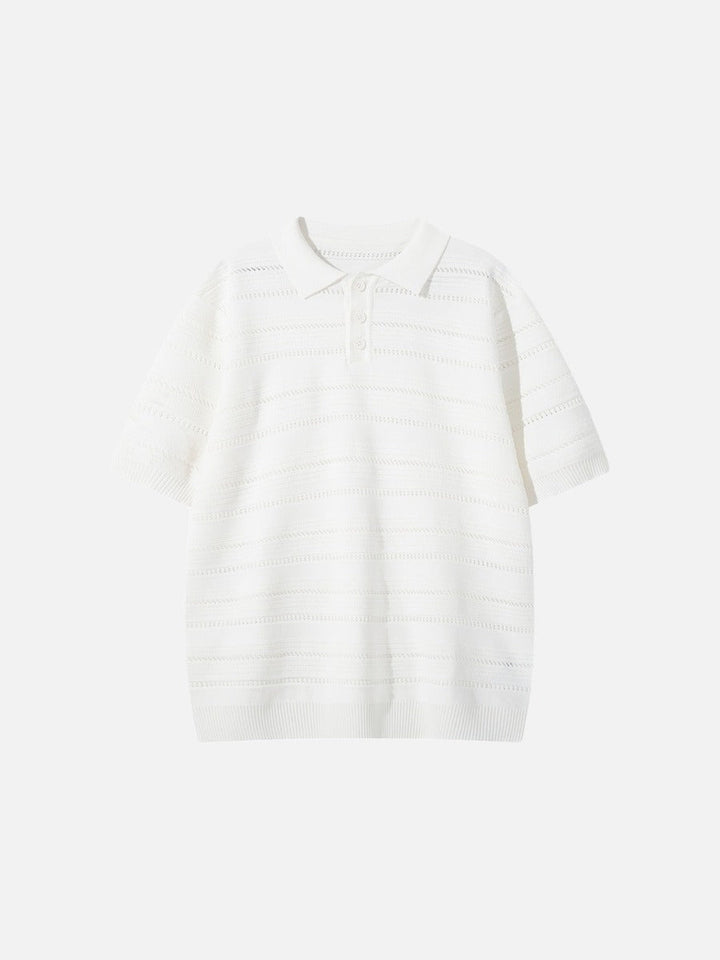 Men's Textured Knit Polo Shirt Relaxed Fit