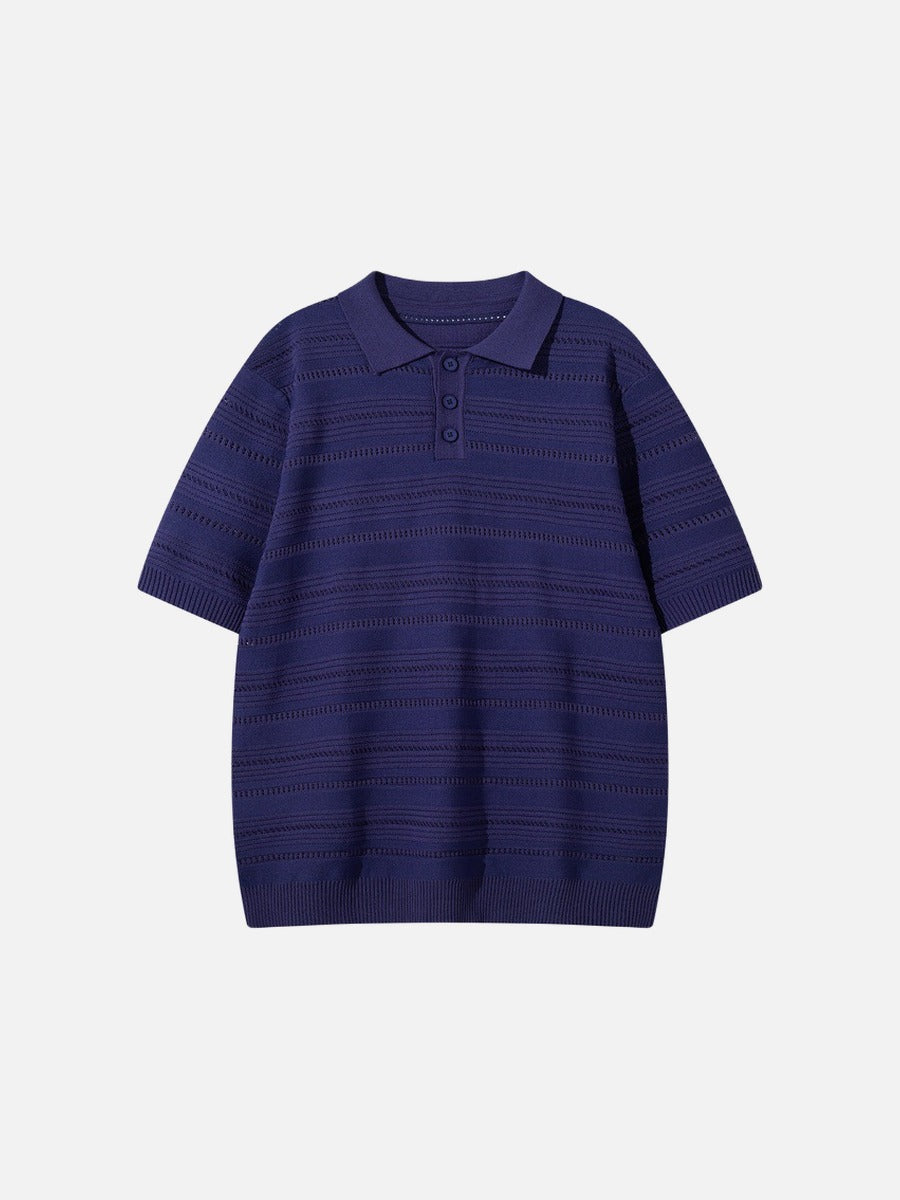 Men's Textured Knit Polo Shirt Relaxed Fit