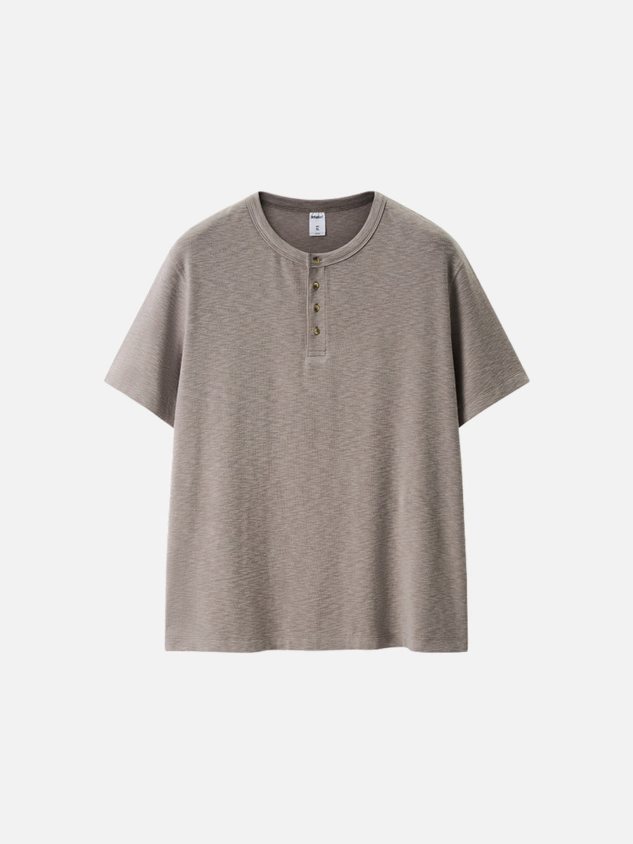 Men's Textured Knit Henley T Shirt Relaxed Fit