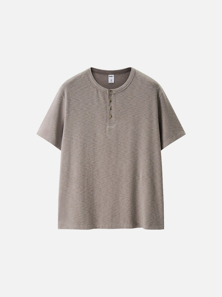 Men's Textured Knit Henley T Shirt Relaxed Fit