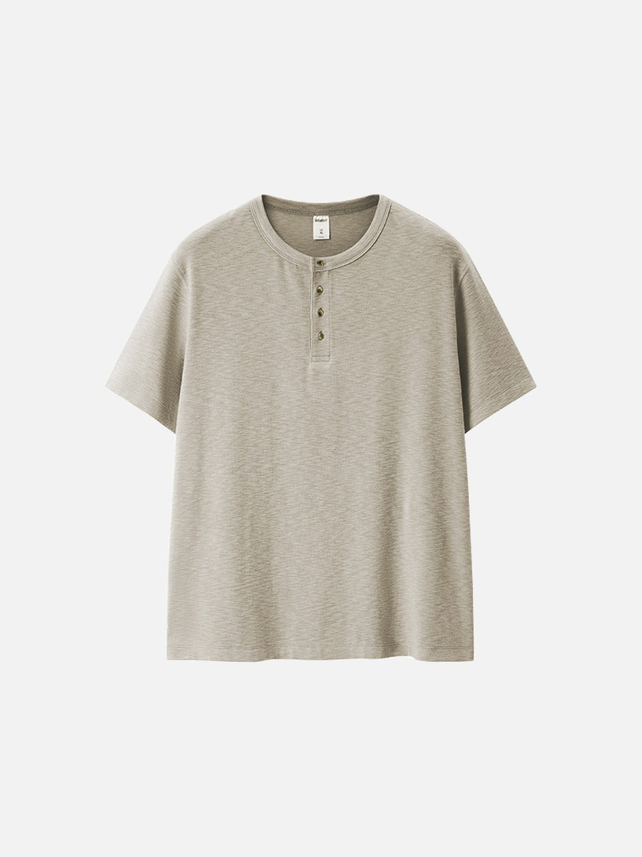 Men's Textured Knit Henley T Shirt Relaxed Fit