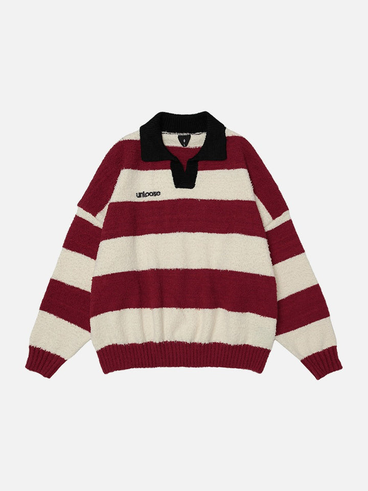 Men's Striped Knit Jumper Brushed Oversized Fit