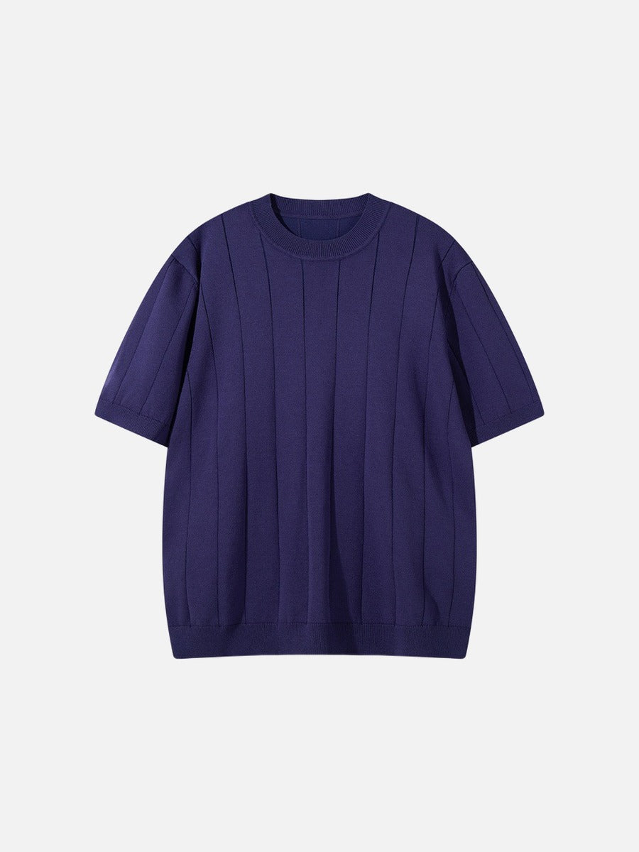Men's ribbed knit crew neck T-shirt front view