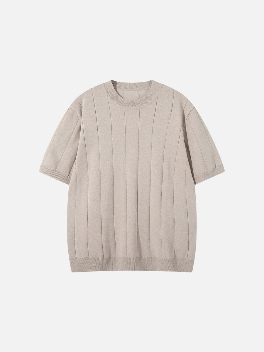 Men's Ribbed Knit Crew Neck T-Shirt
