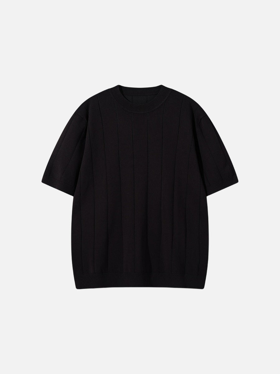 Men's Ribbed Knit Crew Neck T-Shirt