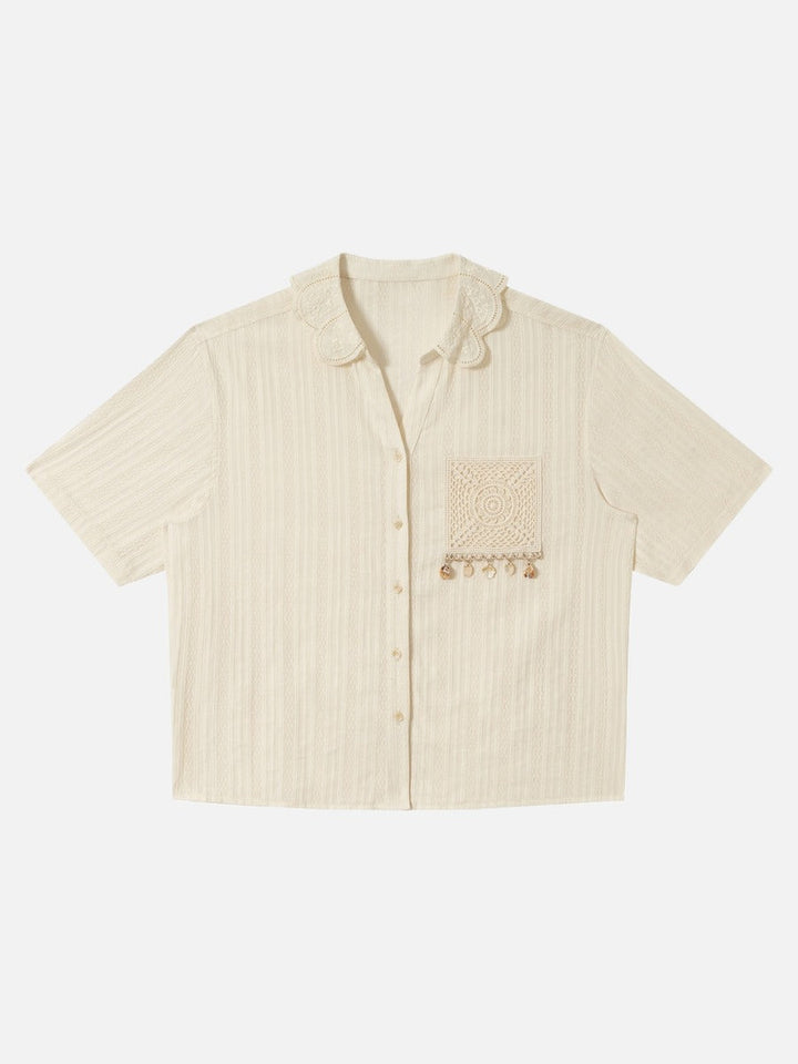 Men's Textured Short Sleeve Shirt Cream