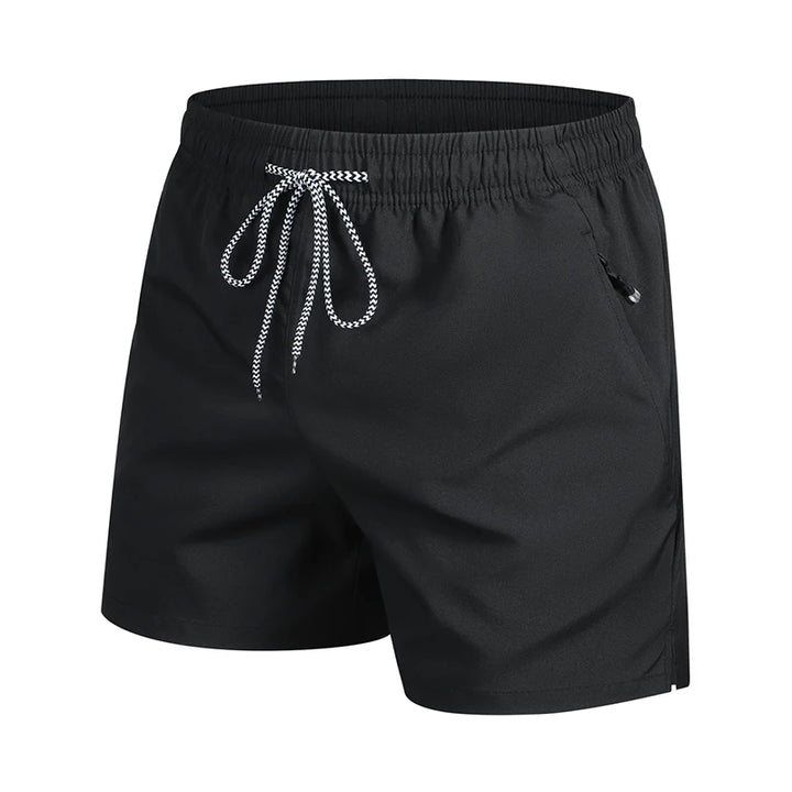 Men's Solid Color Elastic Waist Beach Shorts