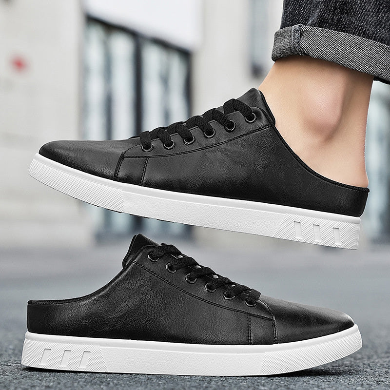 Detail of the trainer sole on men's leather mule trainers