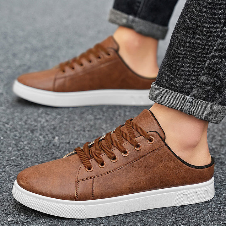 Top view of men's leather mule trainers