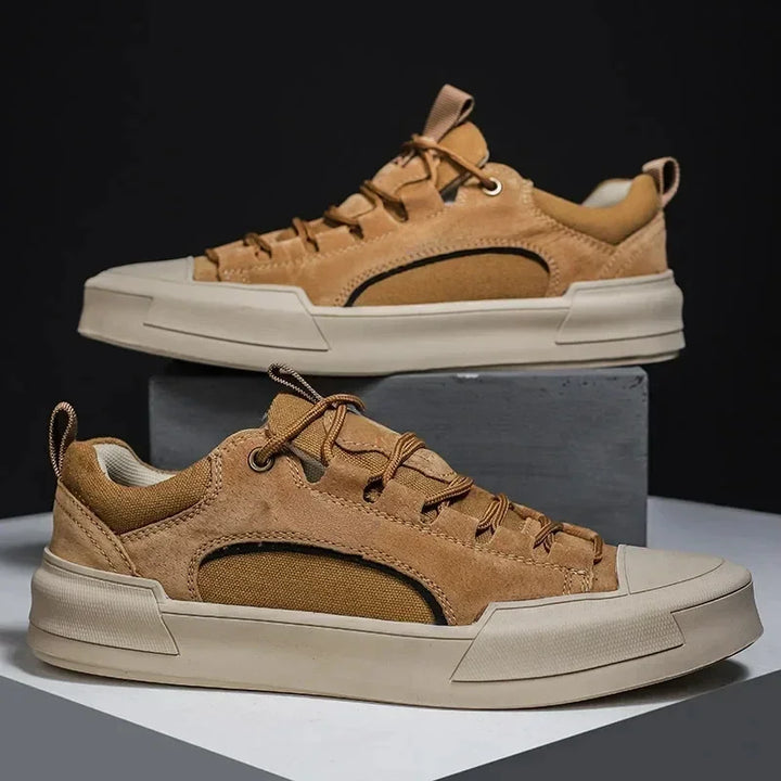 Men's skate-inspired canvas sneakers displayed from the front
