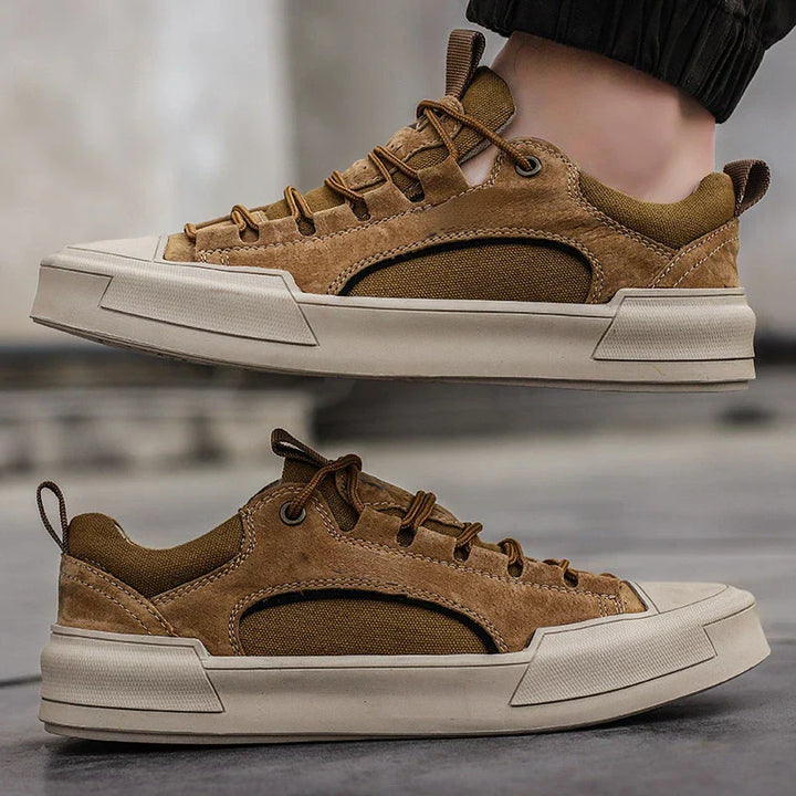 Men's casual canvas sneakers with rubber sole detail