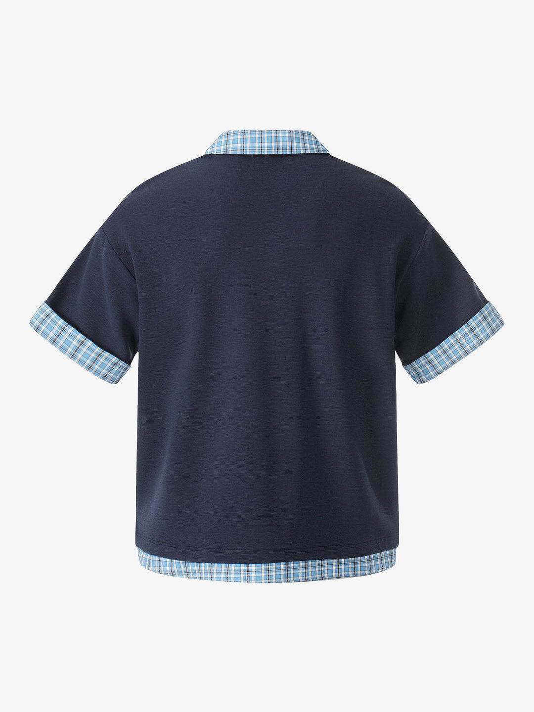 Pique Cotton Polo Shirt With Plaid Contrast Collar