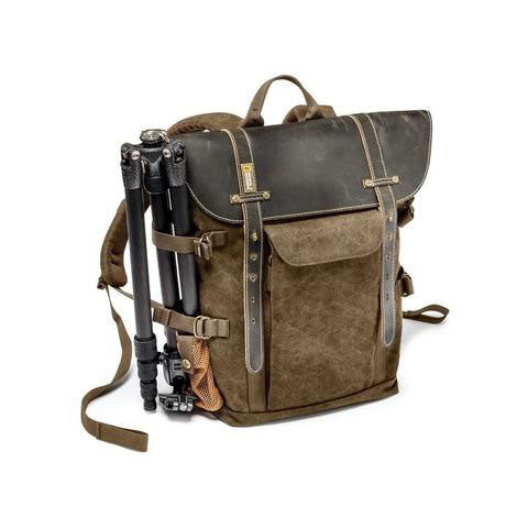 Canvas Leather Camera Backpack Vintage Khaki Green