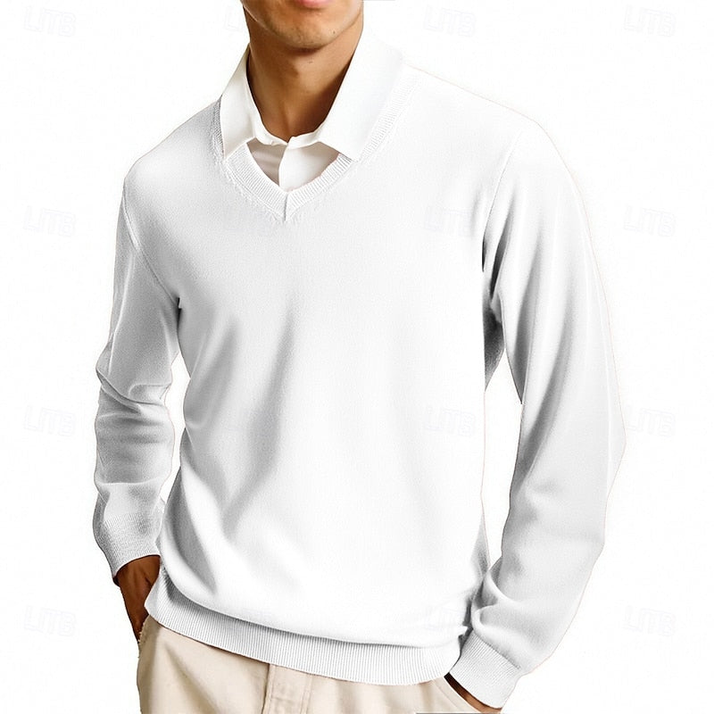 Men's Fine Knit V Neck Jumper