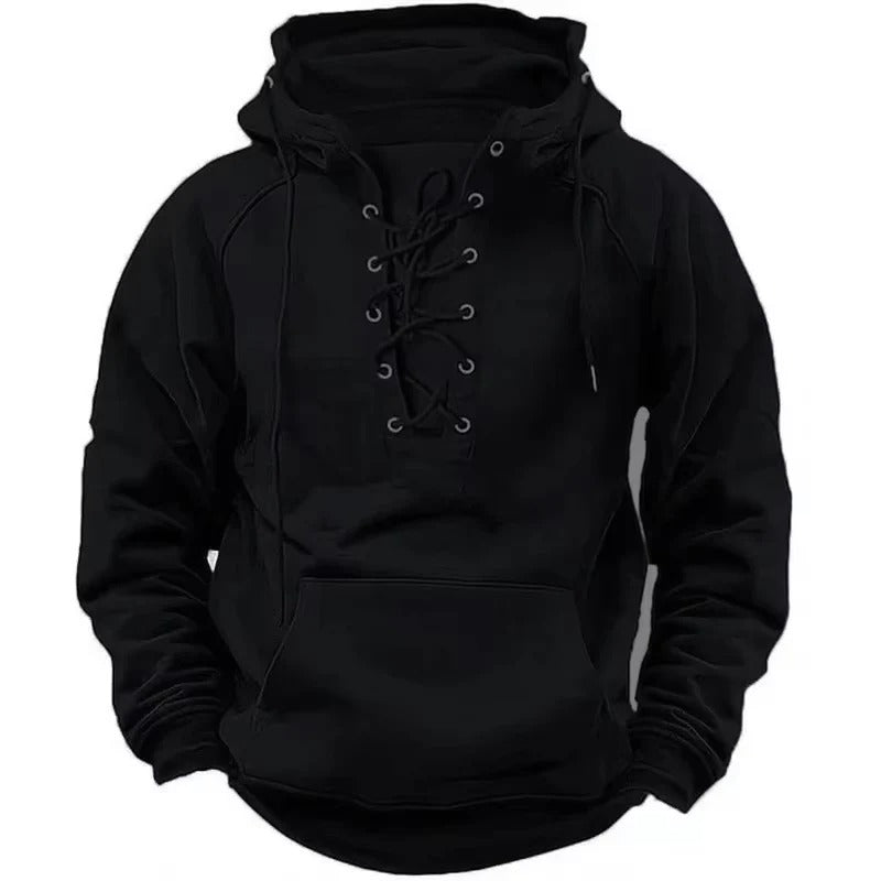 Lace-Up Hooded Pullover