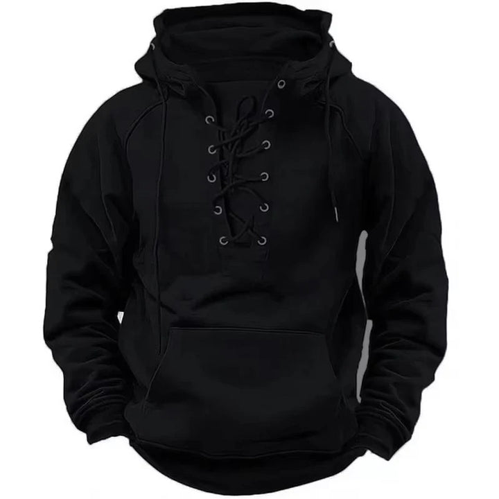 Lace-Up Hooded Pullover