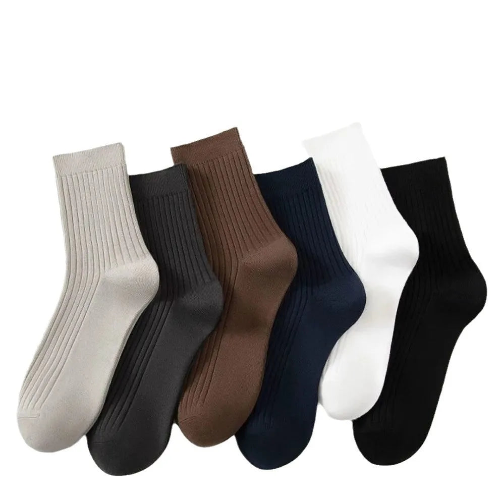 Men's Mid-Calf Cotton Socks Solid Color