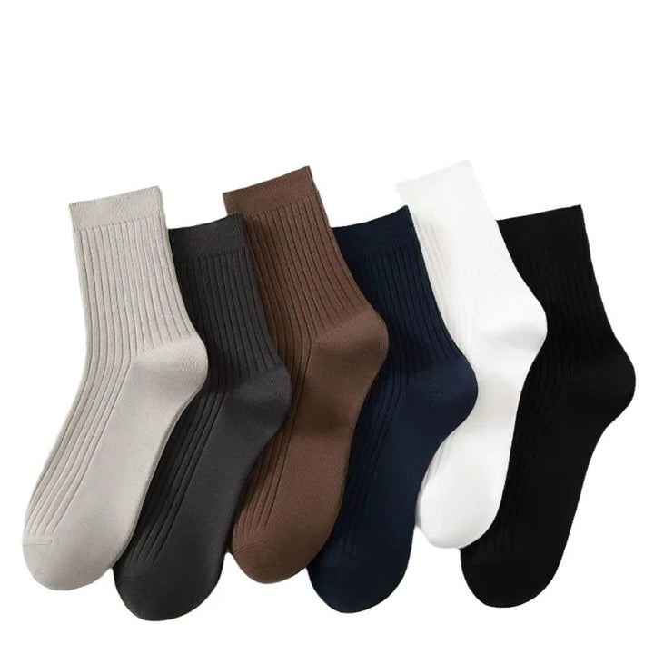 Men's Mid-Calf Cotton Socks Solid Color