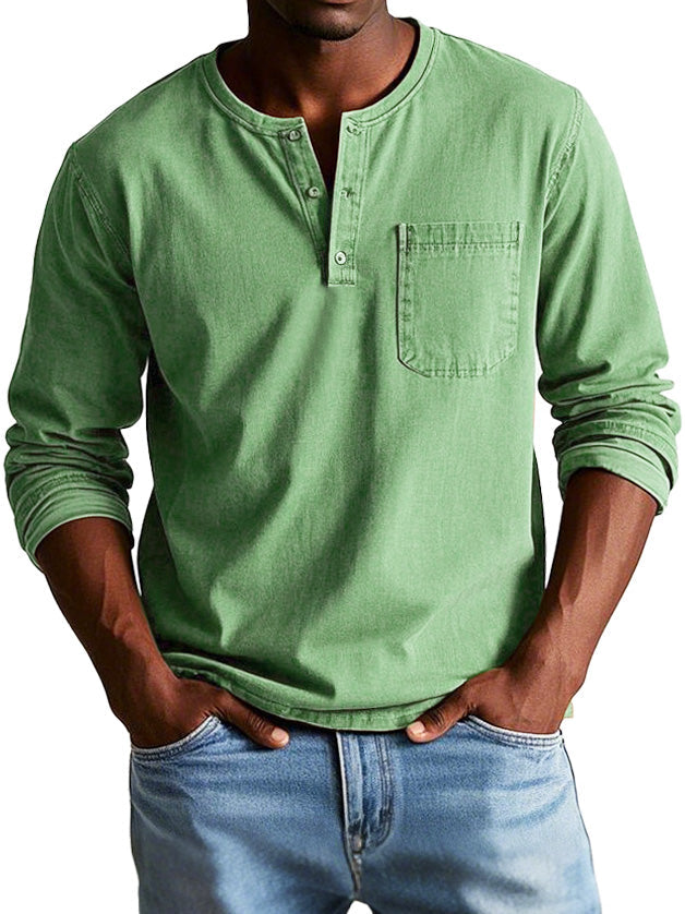 Men's Casual Henley Long-Sleeve Shirt