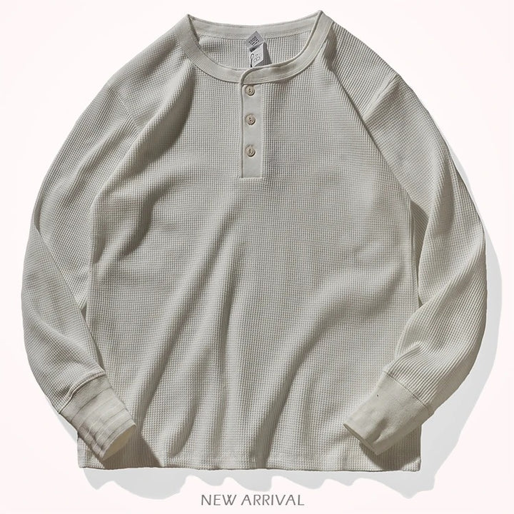 Waffle-Knit Henley Shirt