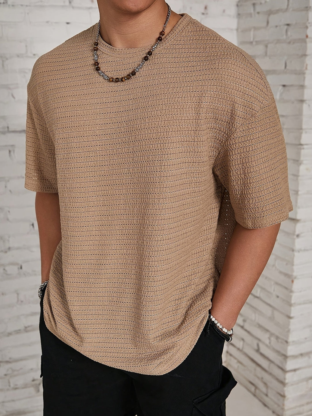 Men's Waffle Shirt Relaxed Fit Casual