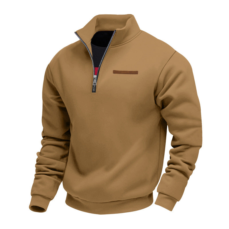 Men's Polyester Half Zip Long Sleeve Top