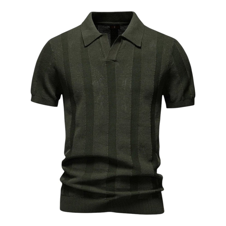 Men's Open-Knit Mesh Ribbed Hem Polo Shirt