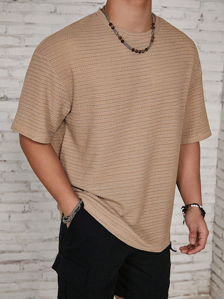 Men's casual waffle shirt with textured fabric and button front
