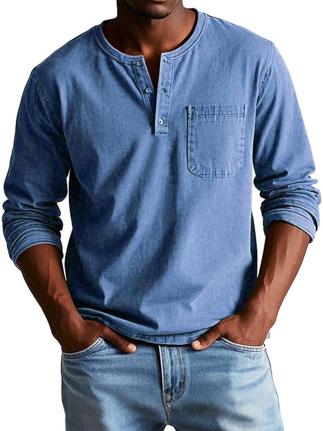 Men's Casual Henley Long-Sleeve Shirt