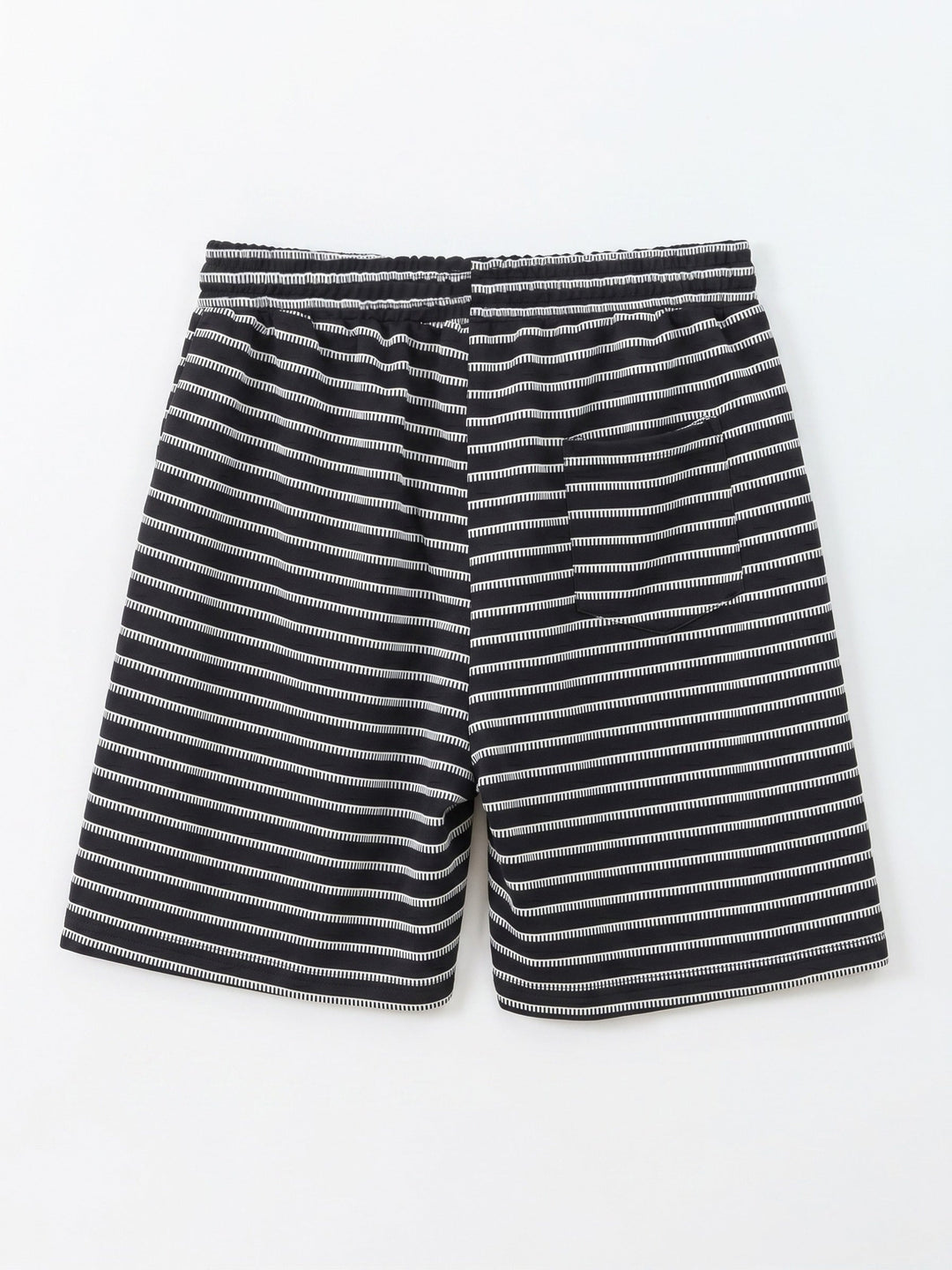 Men's stripe waffle knit shorts styled on a model from the side