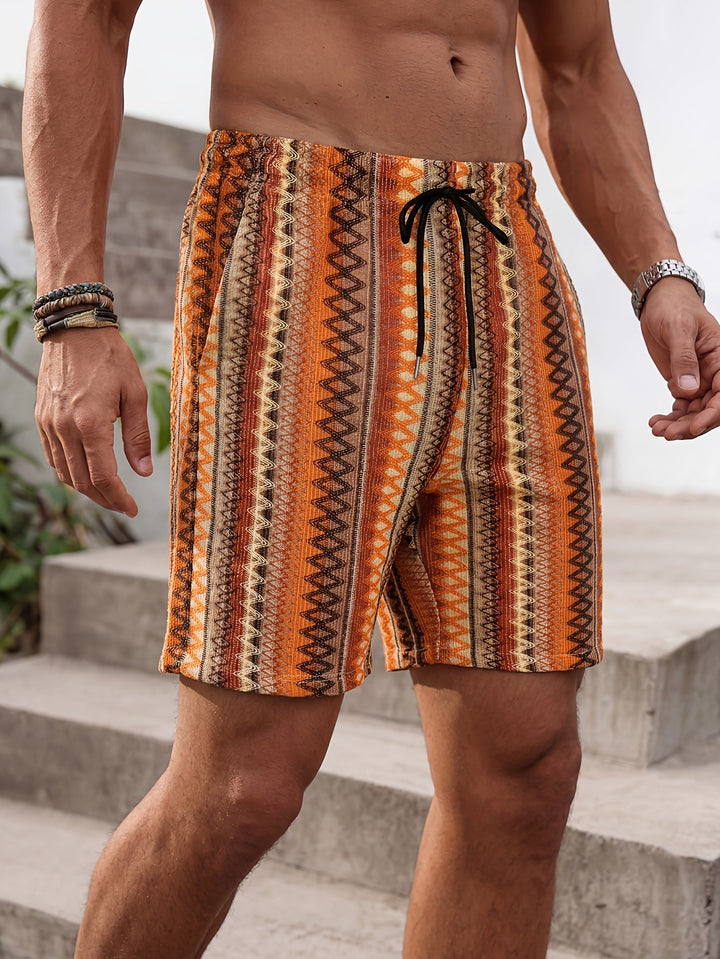 Close-up of the fabric texture on the men's relaxed fit shorts