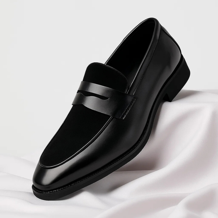 Men's Leather Slip-On Loafers Navy Blue Black