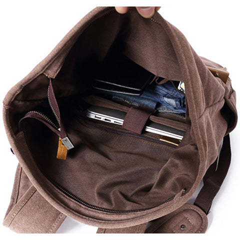 Vintage Canvas Roll-Top Backpack Men's