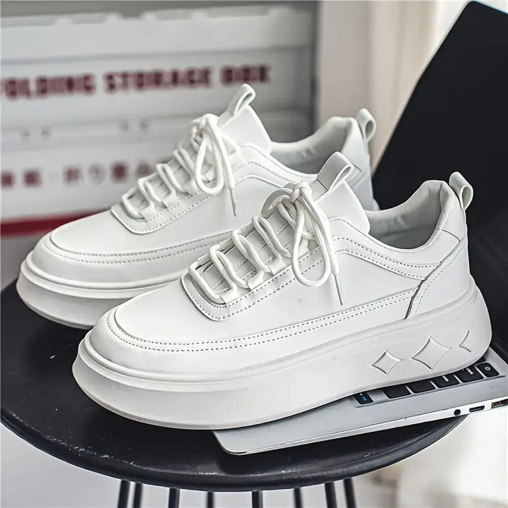 Top view showing the shape of men's leather trainers