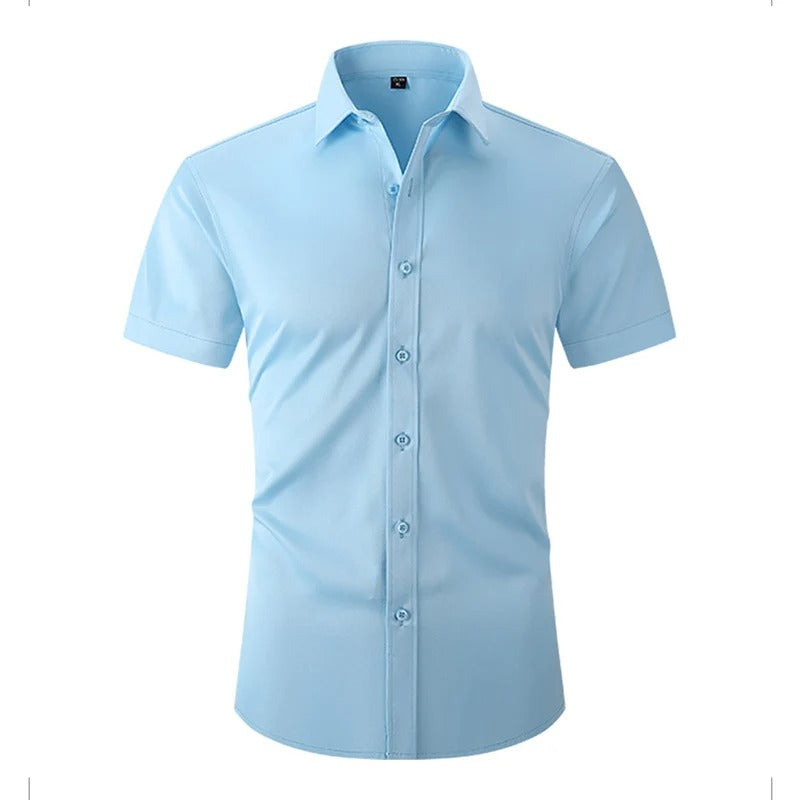 Slim Fit Short-Sleeve Shirt Breathable Fabric