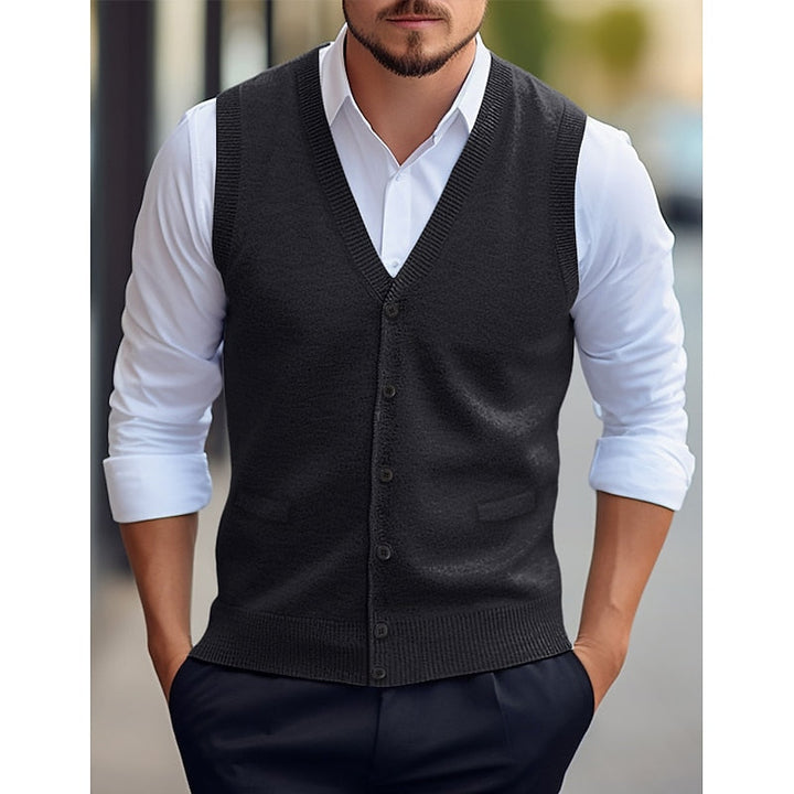 Men's V-Neck Knitted Waistcoat