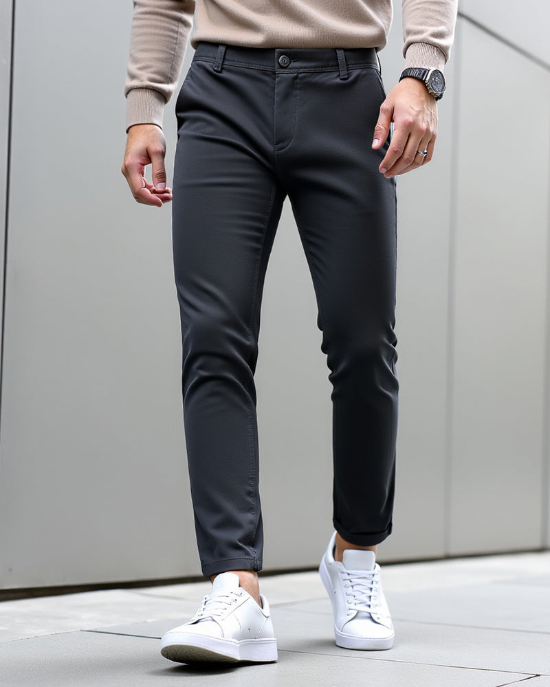 Fabric detail of men's everyday slim fit chinos