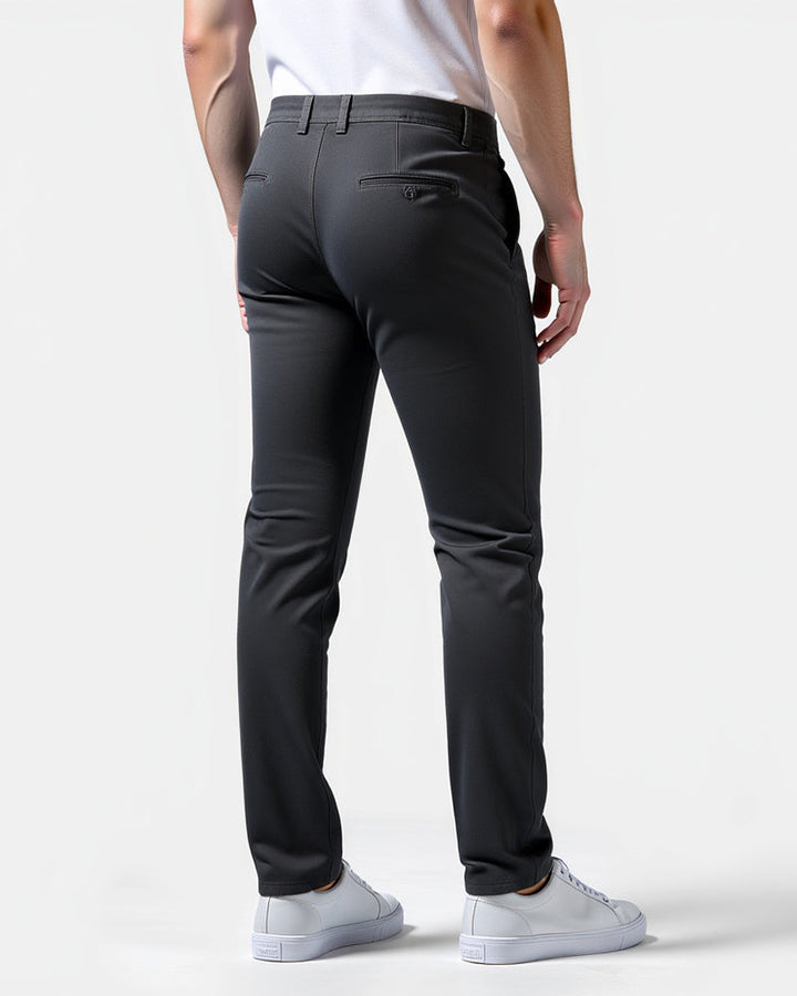 Men's slim fit chinos paired with casual everyday outfit