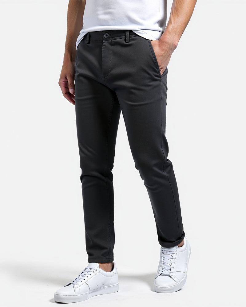 Detail of rear pockets on men's slim fit chinos
