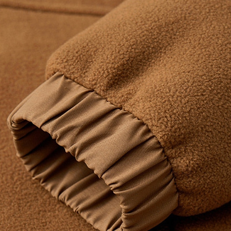 Side view of the men's hooded zip jacket