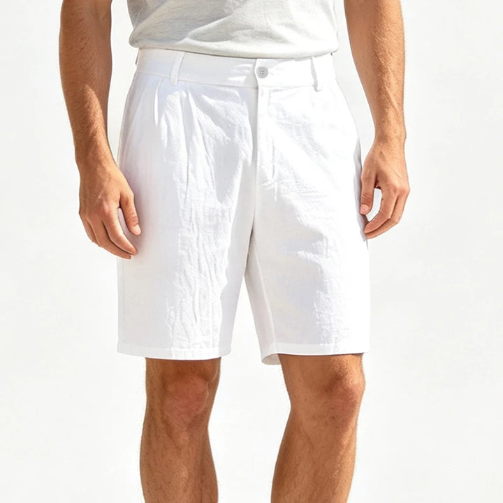 Men Linen Blend Straight Fit Casual Shorts
