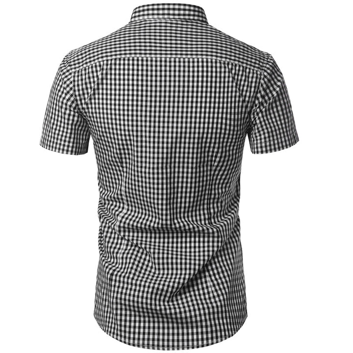 Short Sleeve Checkered Shirt Lightweight Breathable