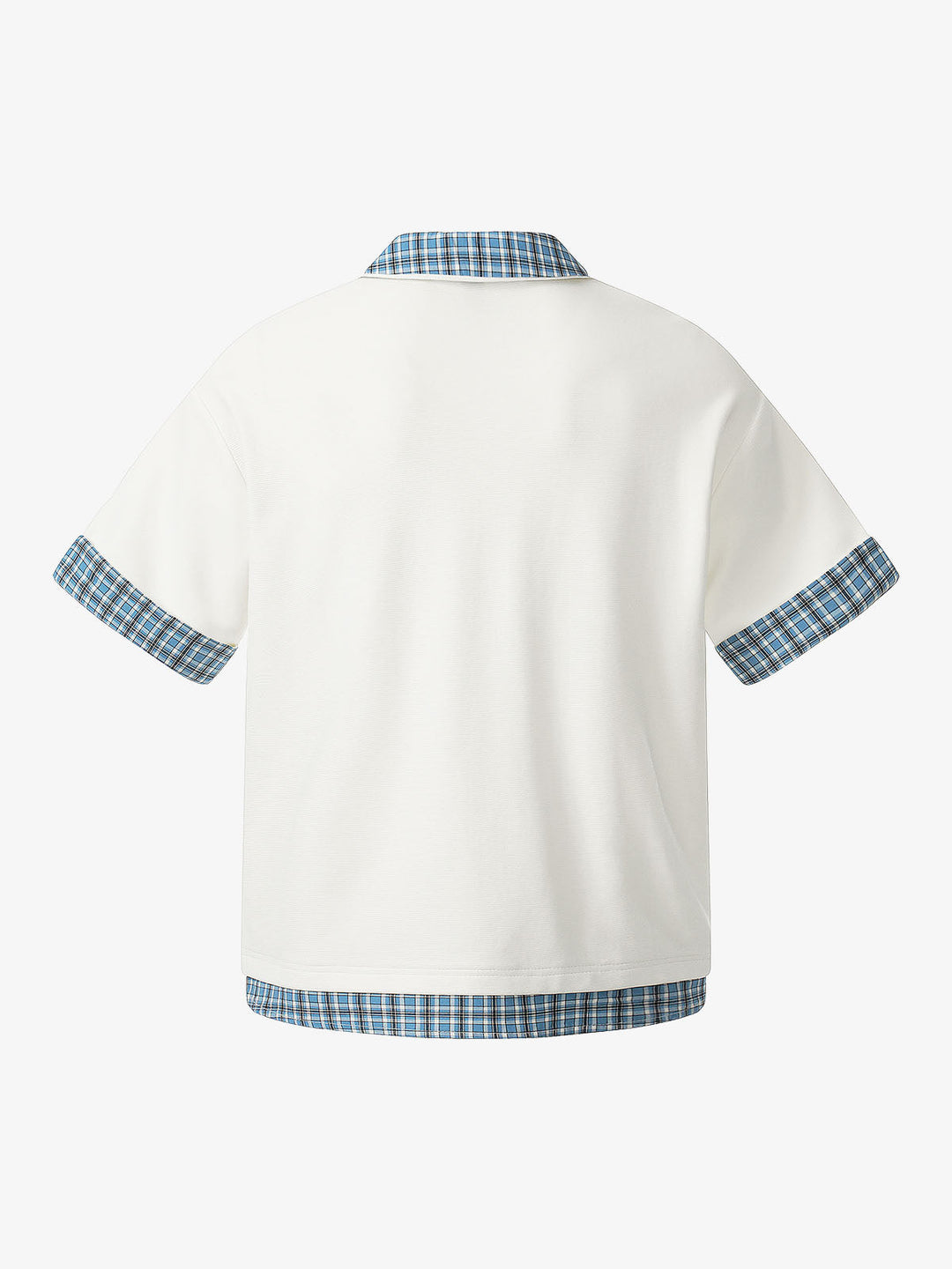 Pique Cotton Polo Shirt With Plaid Contrast Collar