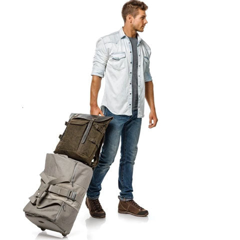Canvas Leather Camera Backpack Vintage Khaki Green