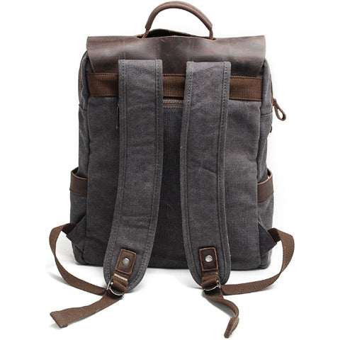 Vintage Canvas and Leather Backpack Khaki