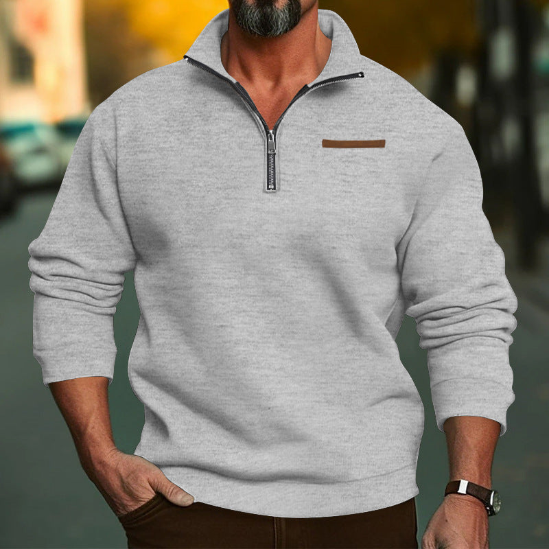 Men's Polyester Half Zip Long Sleeve Top