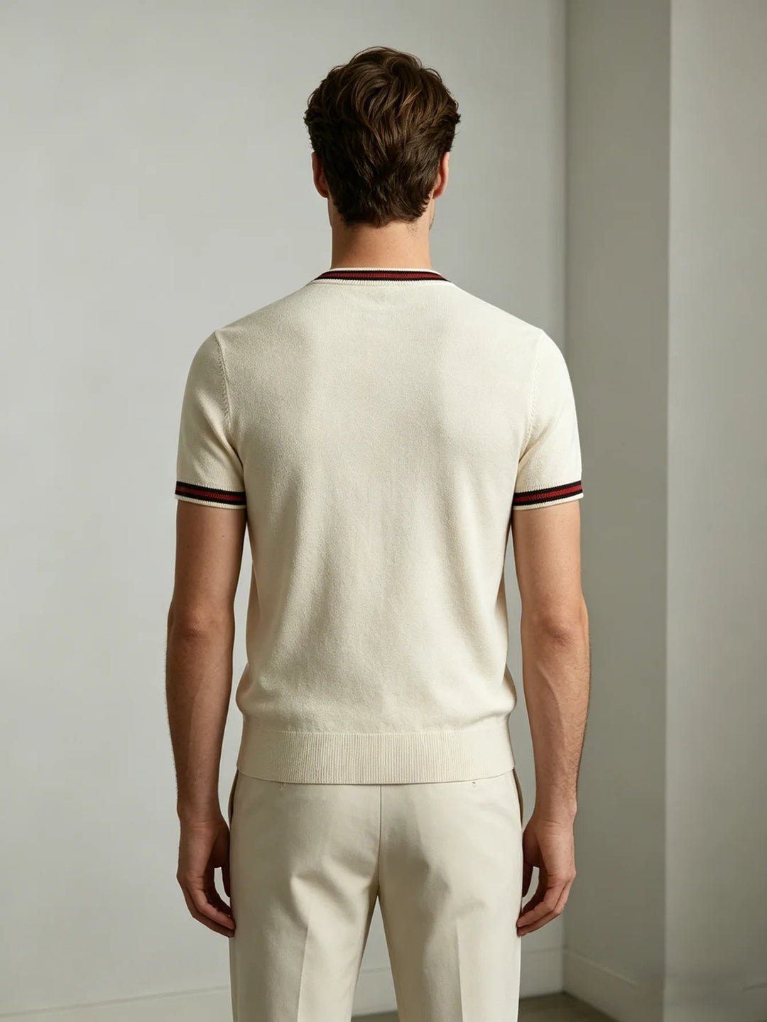 Men's Lightweight Knit Short-Sleeve Shirt White Tailored Fit