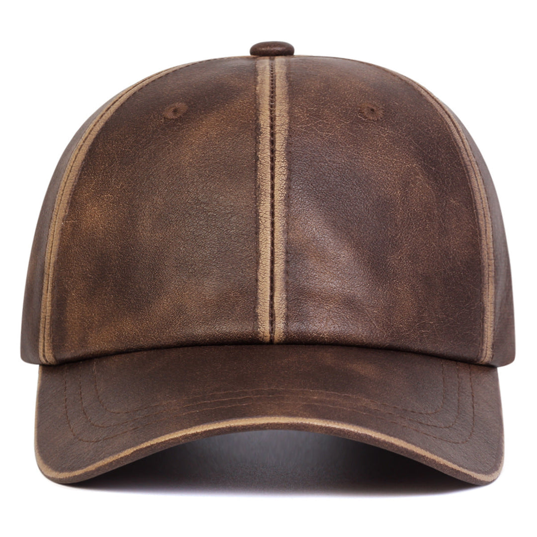 Genuine Leather Structured Baseball Cap Vintage Washed